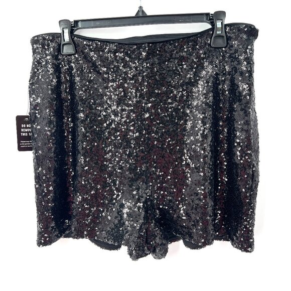 NEW Express extreme HIGH rise waist short shorts sequins black NYE party fun 12 - Picture 1 of 11